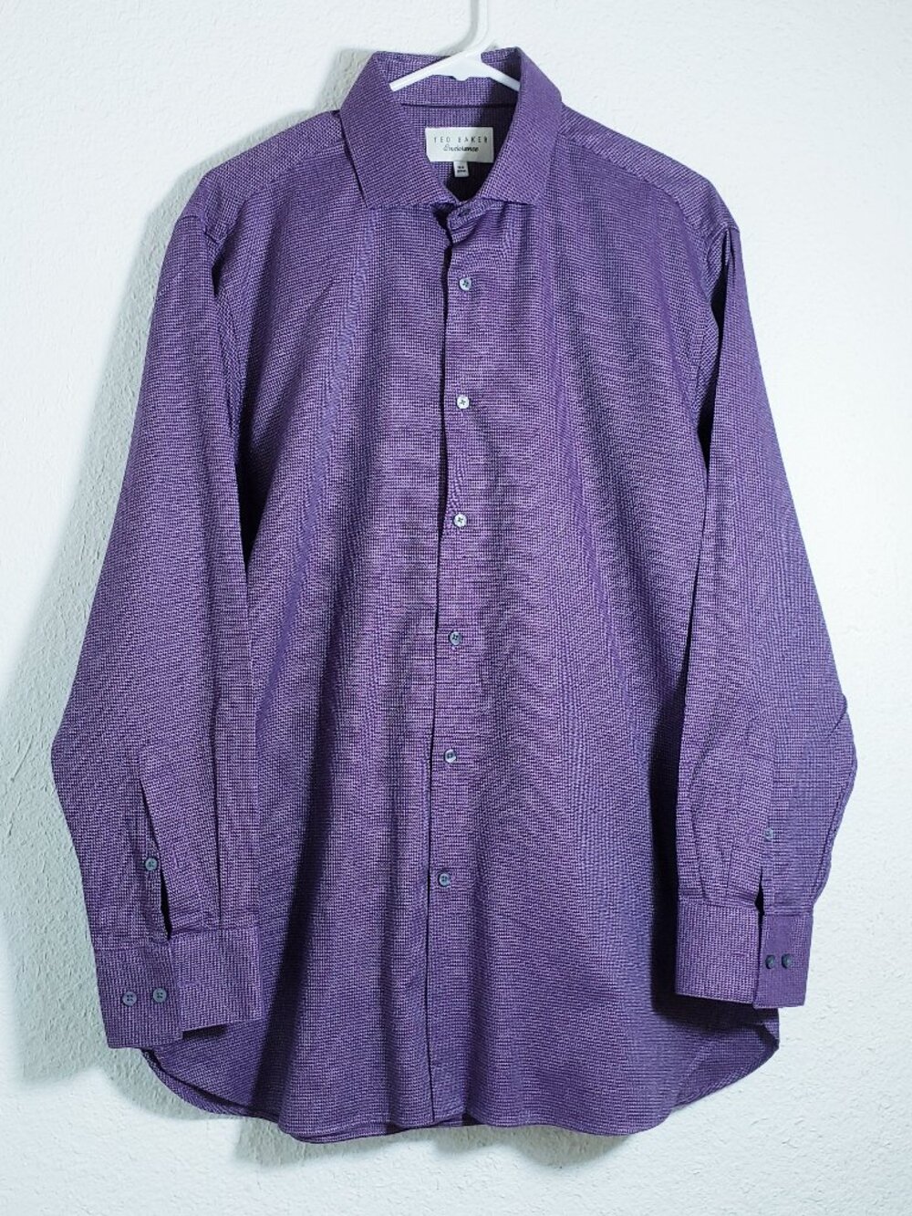 Ted Baker Endurance Men’s Purple Micro Check Long Sleeve Shirt Size 16.5 32/33
